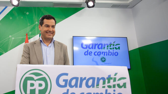 El candidato del PP en las elecciones en Andalucía, Juanma Moreno