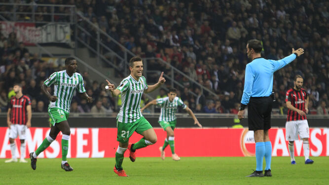 Lo Celso celebra su gol al Milan.