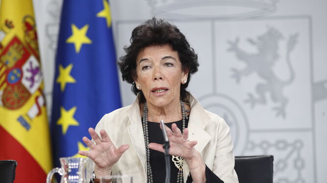 Isabel Celaá, en la rueda de prensa del Consejo de Ministros.
