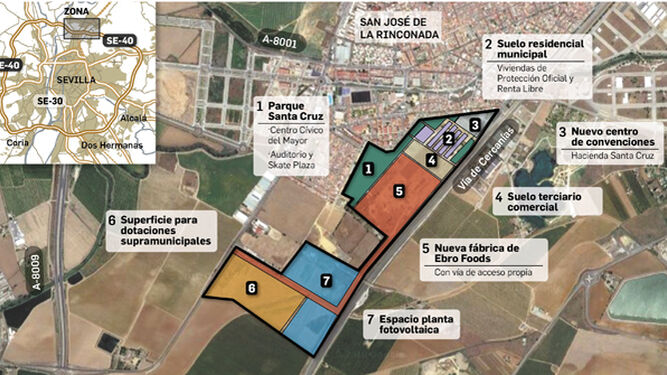 La nueva distribución de los suelos que tenía la Azucarera en San José de La Rinconada.
