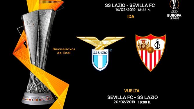 Carátula de la eliminatoria Lazio-Sevilla, con los horarios.