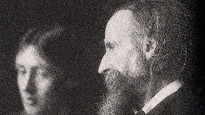 Leslie Stephen (1832-1904), retratado junto a su hija, Virginia Woolf (1882-1941).