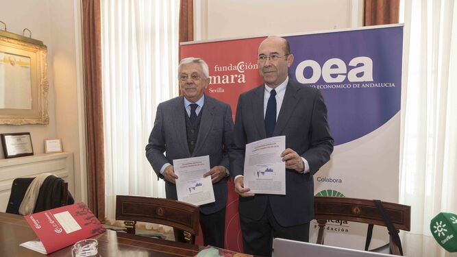 Francisco Herrero, presidente de la Cámara de Comercio de Sevilla, y Francisco Ferraro, presidente del Observatorio Económico de Andalucía