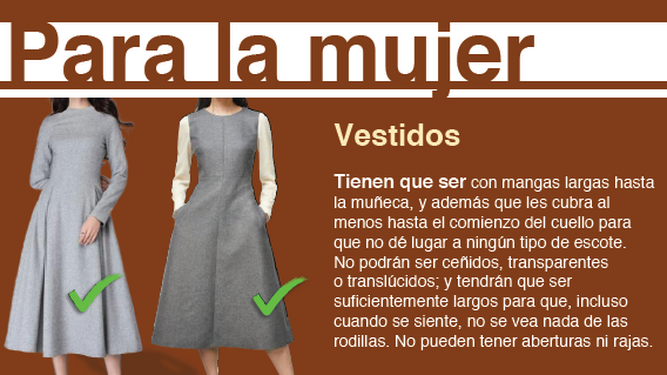 Captura de las normas de vestimenta para las mujeres.