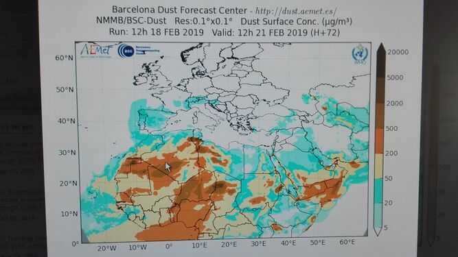 Niveles de polvo en suspensión de África en España la semana pasada.