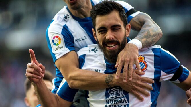 Borja Iglesias celebra un gol con el Espanyol la pasada temporada.