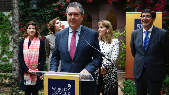 El alcalde de Sevilla, Juan Espadas, interviene en la presentación del Consejo Mundial de Viajes y Turismo (WTTC)