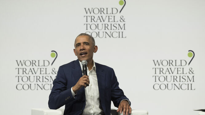 Barak Obama, durante su intervención en la WTTC 2019 Sevilla