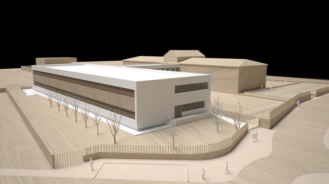 Una maqueta de cómo quedará el nuevo edificio del IES de Espartinas.