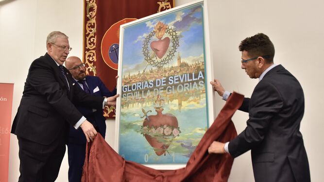 Paco Vélez y los responsables del Taller Daroal dan a conocer el cartel de las Glorias de 2019.