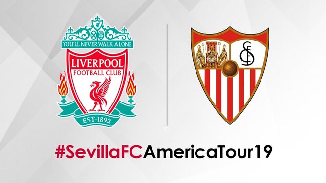 Cartel del partido entre el Liverpool y el Sevilla.