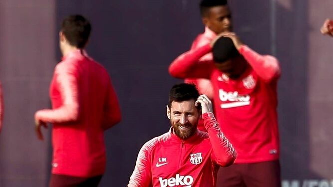 Messi se ejercita en las instalaciones de la Ciudad Deportiva Joan Gamper.