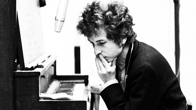 Bob Dylan, durante la grabación de 'Highway 61 Revisited', en 1965.