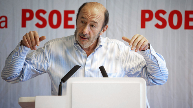 Alfredo Pérez Rubalcaba, durante un acto del PSOE.