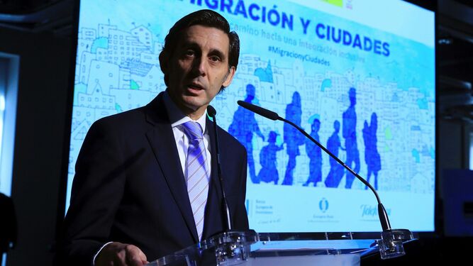 José María Álvarez Pallete, presidente de Telefónica, durante una conferencia el pasado mes de marzo