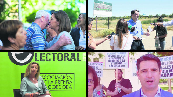 Los candidatos de PSOE, PP, Cs e IU en sus actos de ayer en Córdoba