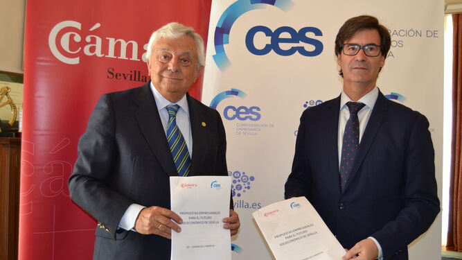 Francisco Herrero y Miguel Rus, en la presentación del documento de la CES y la Cámara.