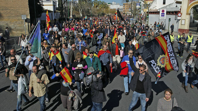 Manifestación de Jusapol el pasado año por las calles de Sevilla.