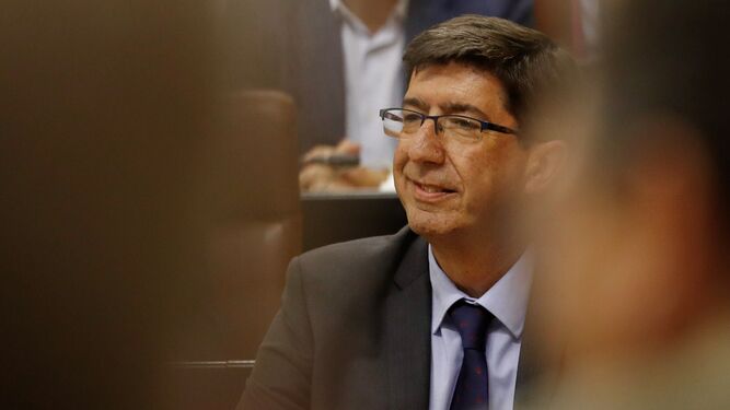 El vicepresidente de la Junta, Juan Marín, durante un Pleno en el Parlamento.