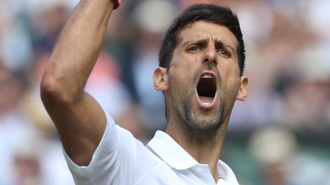 Djokovic celebra el triunfo ante Bautista.