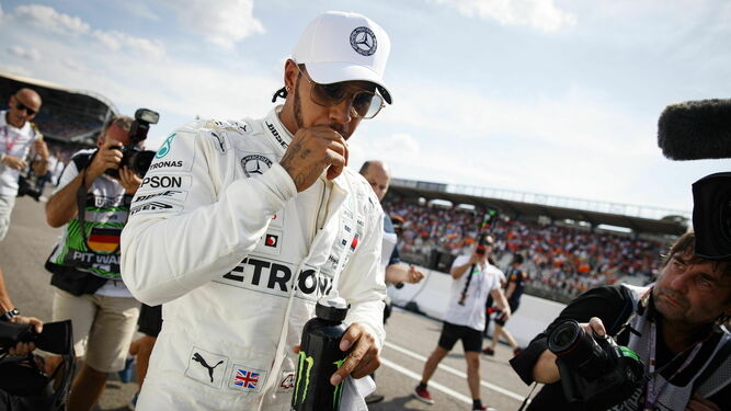 Lewis Hamilton, tras su 'pole' en el GP de Alemania.
