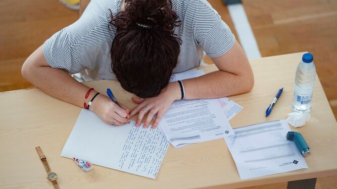 Una estudiante se prepara para los exámenes de ESO.
