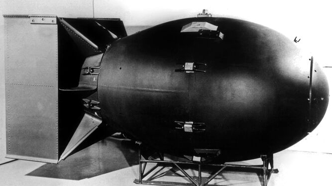 Detalle de la segunda bomba atómica, 'Fat Man', lanzada en la ciudad japonesa de Nagasaki.
