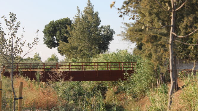 Uno de los puentes de madera que se colocaron sobre el cauce restaurado por la CHG.