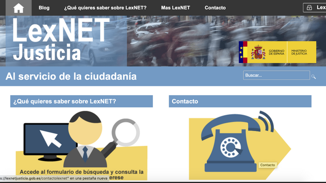 Página principal de LexNet en el Ministerio de Justicia