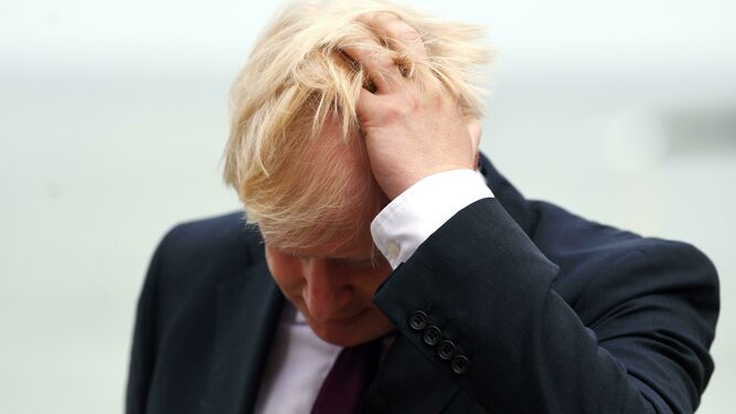 El primer ministro británico, Boris Johnson, durante unas declaraciones a una cadena de televisión la semana pasada.
