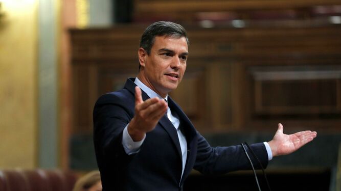 El presidente del Gobierno en funciones, Pedro Sánchez, este miércoles pasado en el pleno del Congreso.