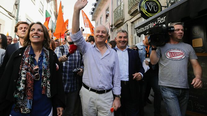 El candidato del PSD, Rui Rio, durante un acto electoral en Santa Maria da Feira.