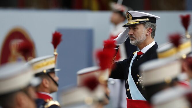 El Rey Felipe VI en el desfile del Día de la Fiesta Nacional de 2019.