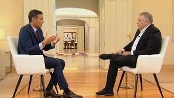Pedro Sánchez durante la entrevista en el Palacio de La Moncloa que le hizo el periodista Antonio Ferreras el pasado  19 de septiembre.