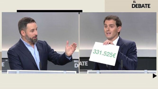 Santiago Abascal y Albert Rivera en el debate a cinco