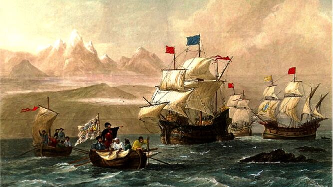 Ilustración del siglo XIX que recrea la expedición al mando de Fernando de Magallanes .