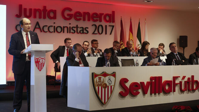 Una imagen de la última Junta de Accionistas del Sevilla FC.