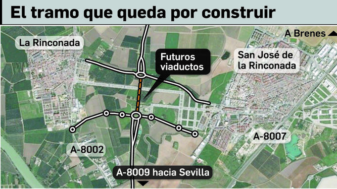 La localización de los viaductos que se van a construir para completar el Acceso Norte.