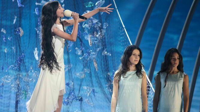 Melani durante su actuación en Eurovisión Junior.