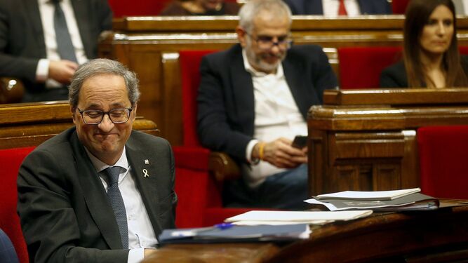 El presidente de la Generalitat, Quim Torra, en el pleno del Parlamento catalán.