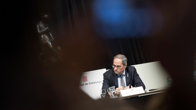 El presidente de la Generalitat, Quim Torra, en un acto este jueves en Barcelona.