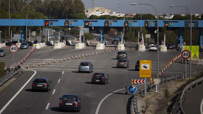 Imagen del primer día sin peaje en la autovía entre Sevilla y Cádiz.