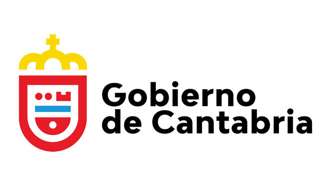 Gobierno de Cantabria: Escudo de Cantabria muy simplificado y esquem&aacute;tico. Todo a tres colores: rojo, amarillo y azul.