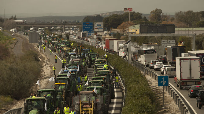Las fotos de los tractores que han cortado las carreteras en Antequera