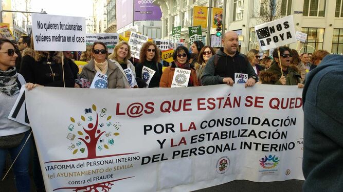 La Plataforma del Personal Interino del Ayuntamiento de Sevilla en la protesta de Madrid