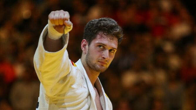El judoka Nikoloz Sherazadishvili tras un combate