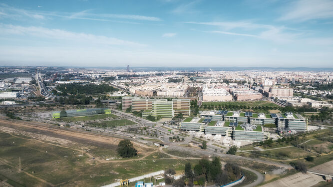 Vista simulada de la Ciudad de la Justicia de Sevilla