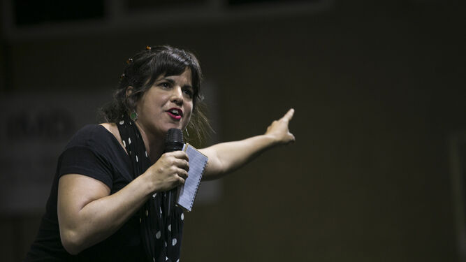 La coordinadora de Podemos en Andalucía, Teresa Rodríguez, durante su intervención en un acto.