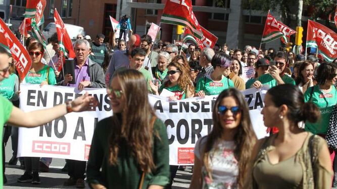Los profesores del sector educativo, durante una protesta en Andalucía.