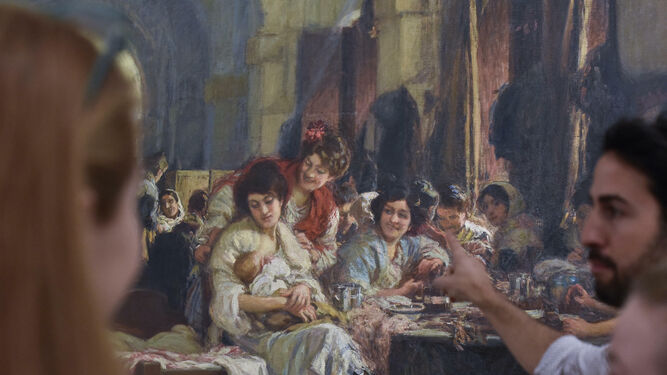 Detalle de Las cigarreras' (1915), denuncia social y obra maestra de Gonzalo Bilbao.